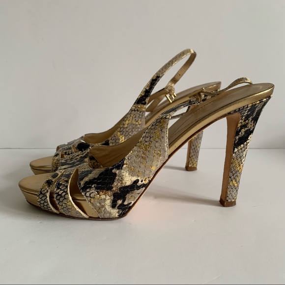 Kate Spade Snakeskin embossed Slingback Heels open toe - Picture 3 of 11